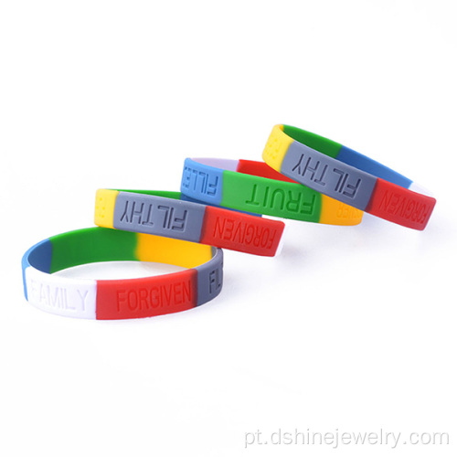 Multi cores pulseira de Silicone pulseira gravada a palavras